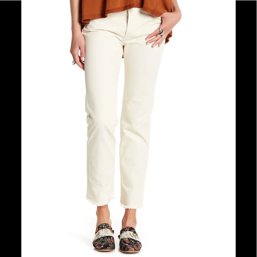 Free People We The Free Cream Slim Boyfriend Jeans